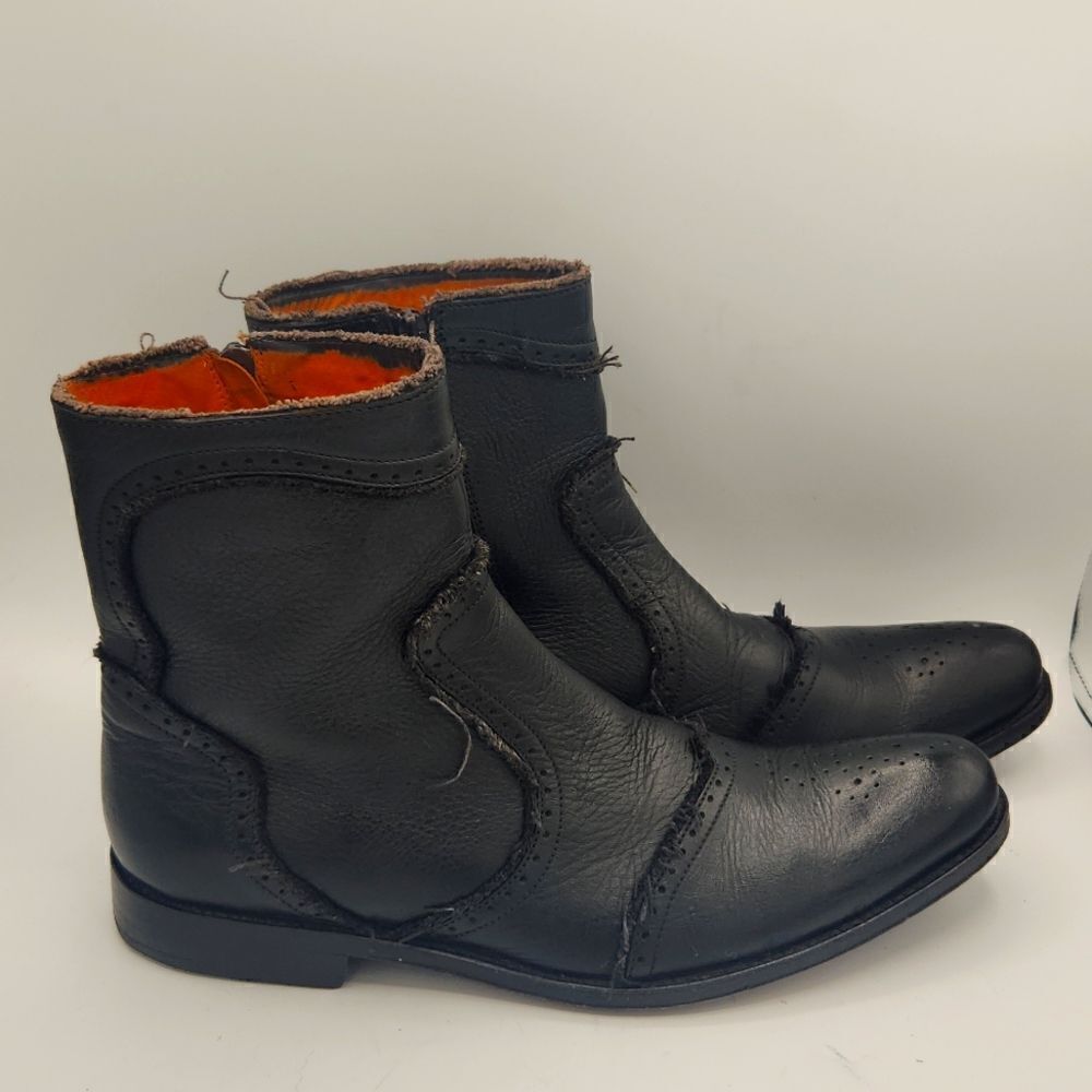 Blackstone Leather Wingtip Boots Black Distressed Western Style Men’s Size 8